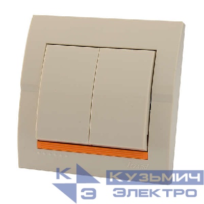 Выключатель 2-кл. СП Deriy 10А крем. LEZARD 702-0303-101
