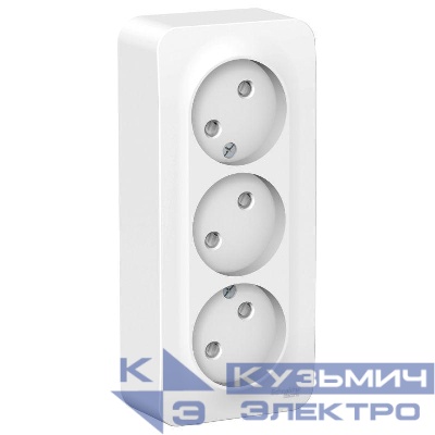 Розетка 3-м ОП Blanca 16А IP20 250В без заземл. защ. шторки с изолир. пластиной бел. SE BLNRA001311