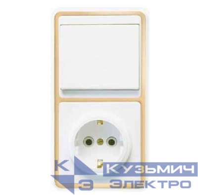 Блок БКВР-031 Бэлла (1-кл. выкл. + розетка с заземл.) зол. Кунцево 5820
