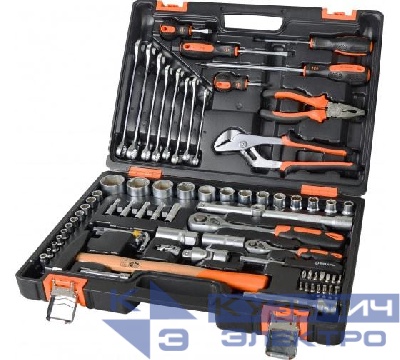 Набор инструментов 1/2дюйм; 1/4дюйм CrV пластик. кейс (76 предм.) Вихрь 73/6/7/4