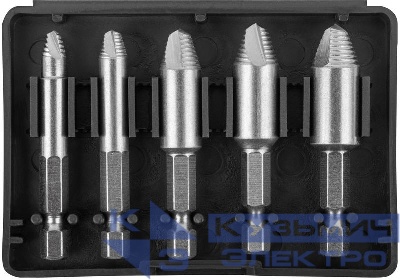 Набор экстракторов для болтов и шпилек усиленные HSS сталь (5 предметов) КУРС 36454