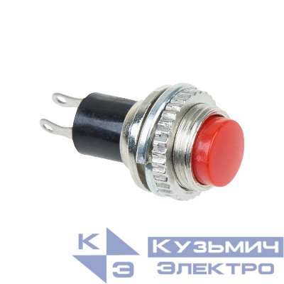Выключатель-кнопка металл 220В 2А (2с) OFF-(ON) d10.2 красн. Mini (RWD-213) Rexant 36-3331