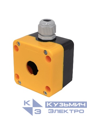 Корпус ПКУ-22/1 1 отверст. d22мм с сальником IP65 с желт. крышкой; черн. Электротехник ET518663