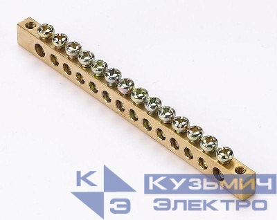 Шина нулевая 14 групп/крепеж по краям 6х9мм DEKraft 32004DEK