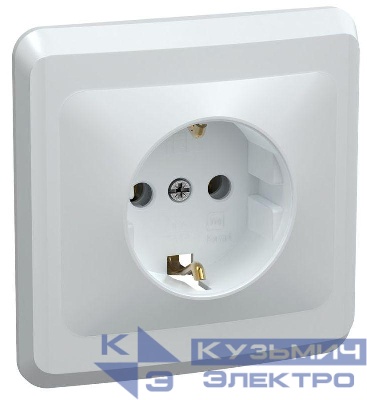 Розетка 1-м СП Вега РС10-3-ВБ с заземл. контактом без защ. штор 16А бел. GENERICA ERV11-K01-16-DM