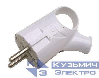 Вилка угловая с кольцом с з/к 16А бел. 4120 IN HOME 4690612009124