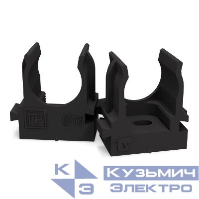 Держатель для труб (клипса) d16мм для монтажн. пистолета атмосферостойкая черн. Промрукав PR13.0405