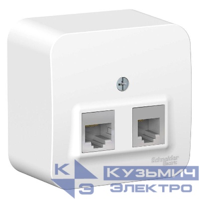 Розетка компьютерная + телефонная 2-м ОП Blanca RJ45 кат.5E + RJ11 с изолир. пластиной бел. SE BLNIA045111