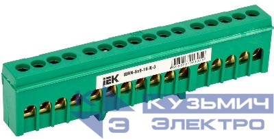Шина PE "земля" в корп. изол. на DIN-рейку ШНИ-6х9-16-К-З IEK YNN10-69-16KD-K06