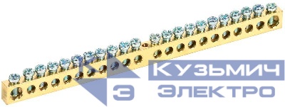 Шина PEN "земля-ноль" 8х12мм 22/1 (22группы/крепеж по центру) IEK YNN20-22-100