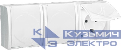 Розетка 3-м ОП Simon15 16А IP54 250В с заземл. с крышкой винт. клеммы бел. Simon 1594437-030