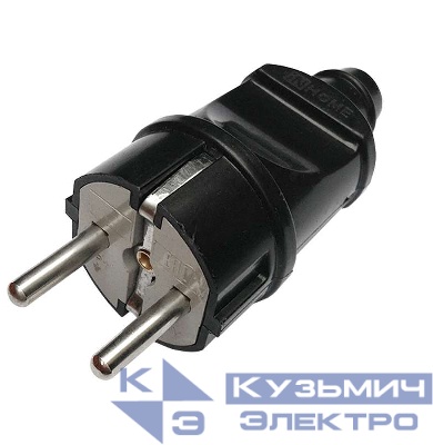 Вилка прямая 16А 4240 с заземл. черн. IN HOME 4690612009025
