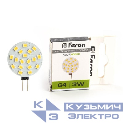Лампа светодиодная LB-16 3Вт JC 4000К G4 12В FERON 25093