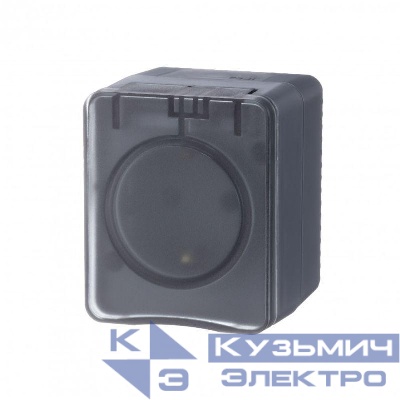 Розетка 1-м ОП AtlasDesign PROFI 16А IP54 250В заземл. защ. шторки антрацит SE ATN544045