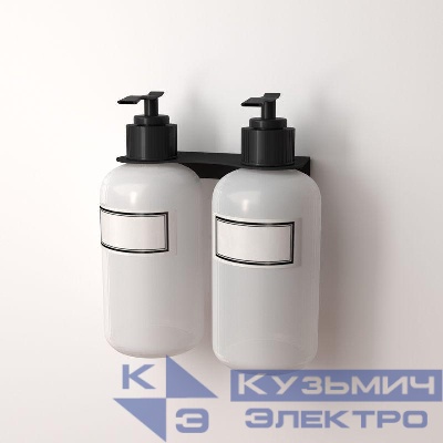 Держатель дозатора для жидкого мыла и шампуней на 2 флакона настенный черн. Rexant 38-0699