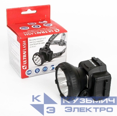 Фонарь аккумуляторный налобный LED5365 5LED 2 режима 220В пластик. черн. (бокс) Ultraflash 11648