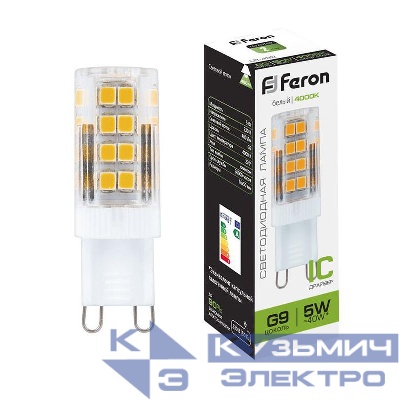 Лампа светодиодная LB-432 5Вт JCD9 4000К G9 230В FERON 25770