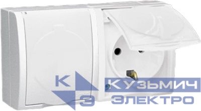 Розетка 2-м ОП Simon15 16А IP54 250В с заземл. Schuko защ. шторки с крышкой винт. клеммы бел. Simon 1594443-030