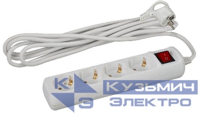 Удлинитель 4х5м с заземл. 16А IP20 U-4es-5m-3х1 ПВС 3х1 с выкл. Эра Б0028380
