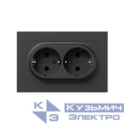 Розетка 2-м СП Эпика 16А с заземл. без защ. шторок с рамкой механизм черн. EKF UP1-SOB-210