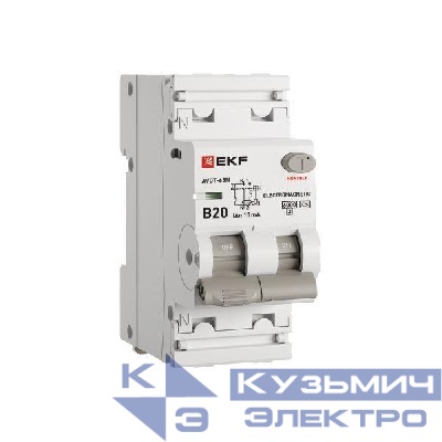 Выключатель автоматический дифференциального тока 2п (1P+N) B 20А 10мА тип A 6кА АВДТ-63N (электромех.) PROxima EKF D63N26MA20B10
