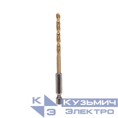 Сверло по металлу 4.5мм Р6М5 ТИТАН шестигранный хвостовик DIN 338 (уп.1шт) Kranz KR-91-5505