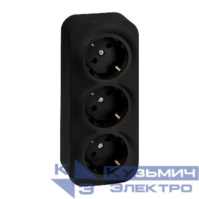 Розетка 3-м ОП Quteo 16А IP20 250В 3х2P+E с заземл. защ. шторки черн. матов. IEK 782473