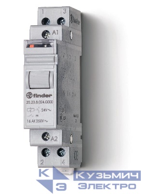 Реле модульное электромеханич. шаговое 1NC + 1NO 16А 2 состояния AgSnO2 24В AC 17.5мм IP20 FINDER 202380244000