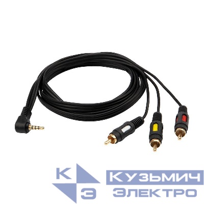 Шнур 3.5мм 4C Plug - 3RCA Plug 1.5м (GOLD) Rexant 17-4412