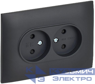 Розетка 2-м SKANDY 10А без заземл. защ. шторки в сборе SK-R09T титан IEK SK-R23-10-K48-F