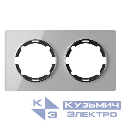 Рамка 2-м Garda горизонт. стеклянная сер. 2E52201302 OneKeyElectro 2234935