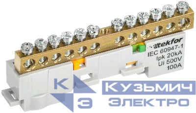 Шина PE "земля" неизол. на универс. держ. 6х9-12-Ж TEKFOR IEK TF-NN10-12-DL-K05