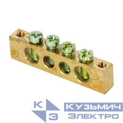 Шина PEN "ноль-земля" 6х9 4 отвер. латунь крепеж по краям PROxima EKF sn0-63-04-k