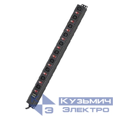 Блок распределения питания 10-м 10А C13 вх. разъем C1 для 19дюйм шкафов вертикал. защита от перенапряж. с индикатором сети DKC R519IEC10SWCD