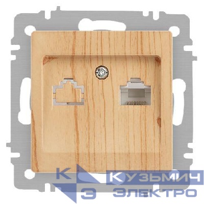 Розетка компьютерная 1-м СП Accent 6-303-11 RJ45 IP20 сосна Intro Б0063644