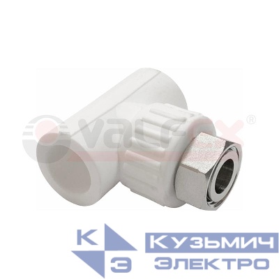 Тройник комбинированный с накидной гайкой 20х1/2дюймх20 (100/25) бел. VALFEX 10140020