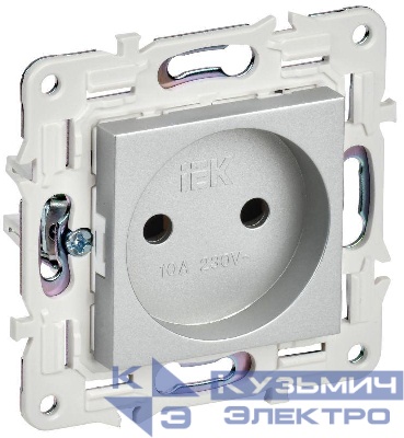 Розетка SKANDY 10А без заземл. без защ. шторок SK-R02S серебр. IEK SK-R10-10-K23