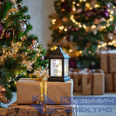 Фонарь декоративный 11х11х22.5см тепл. бел. эффект мерцания корпус черн. Neon-Night 513-065