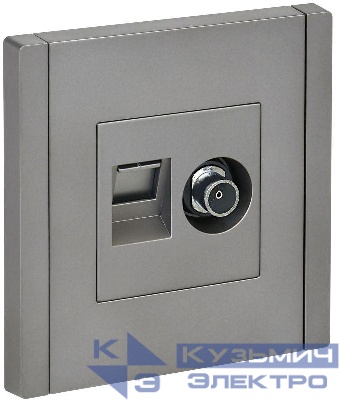 Розетка 2-м TV+RJ45 кат.6 FORTE&PIANO FP537 сталь IEK FP-AK20-2-K46