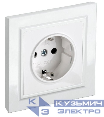 Розетка BRITE РСР14-1-0-БрБ 16А в сборе с заземл. защ. шторки бел. IEK BR-R14-16-K01-F