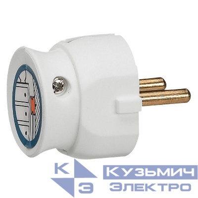 Вилка электрич. каб. Helium 16А 2P плоская бел. Leg 050183