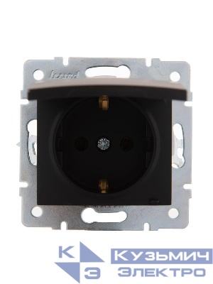 Розетка 1-м СП Karina с заземл. с крышкой керамика механизм черн. бархат LEZARD 707-4288-123
