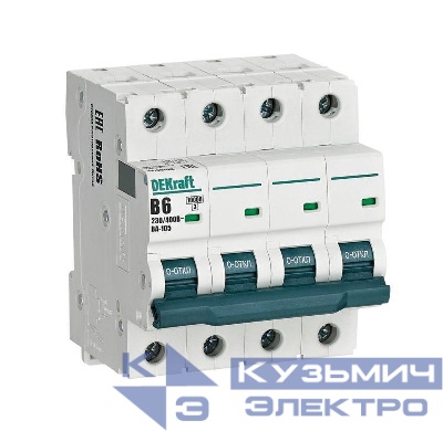 Выключатель автоматический модульный 4п B 6А 10кА ВА-105 DEKraft 13139DEK