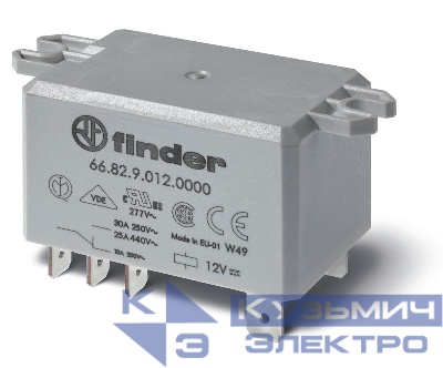 Реле силовое электромеханич. монтаж в наконечники 2CO 30А AgCdO 24В DC RTII FINDER 668290240000