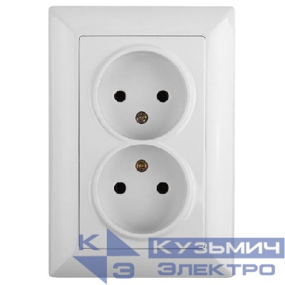 Розетка 2-м СП Solo 4-204-01 2х2P 16А 250В IP20 без заземл. бел. Intro Б0053666