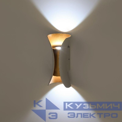 Светильник светодиодный WL42 WH+GD 10Вт 3500К IP54 для интерьера/фасадов бел./зол. Эра Б0054421