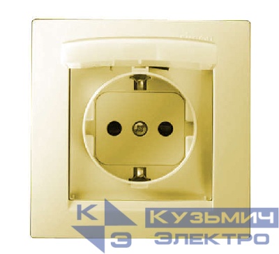Розетка 1-м СП Simon15 16А IP44 250В с заземл. Schuko защ. шторки с крышкой винт. клеммы сл. кость Simon 1590450-031