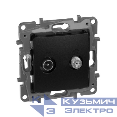 Розетка телевизионная TV/SAT СП Etika двухкабельная механизм антрацит IEK 672657