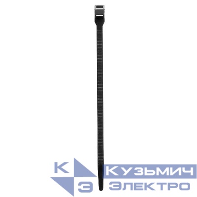 Хомут PA12 атмосфероустойчивый из полиамида 12 плоский замок 6х180 черн. (уп.100шт) DKC CTPA12-6-180B