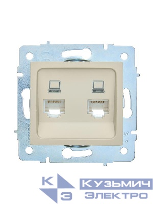 Розетка компьютерная 2-м СП ASTI IP20 RJ45 механизм крем. LEZARD 7081-0388-141